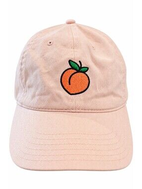 Mighty Fine Peach Embroidered Dad Hat Pink Womens Adjustable Cotton Cap NWT